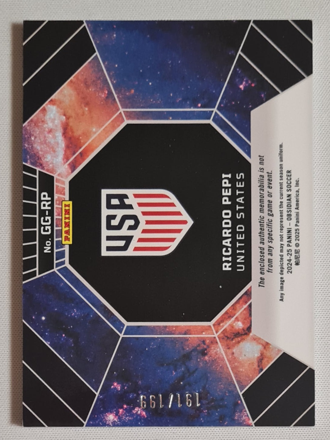 Ricardo Pepi - 2024/25 Panini Obsidian Soccer National Team USA Galaxy Gear #GG-RP /Patch /199