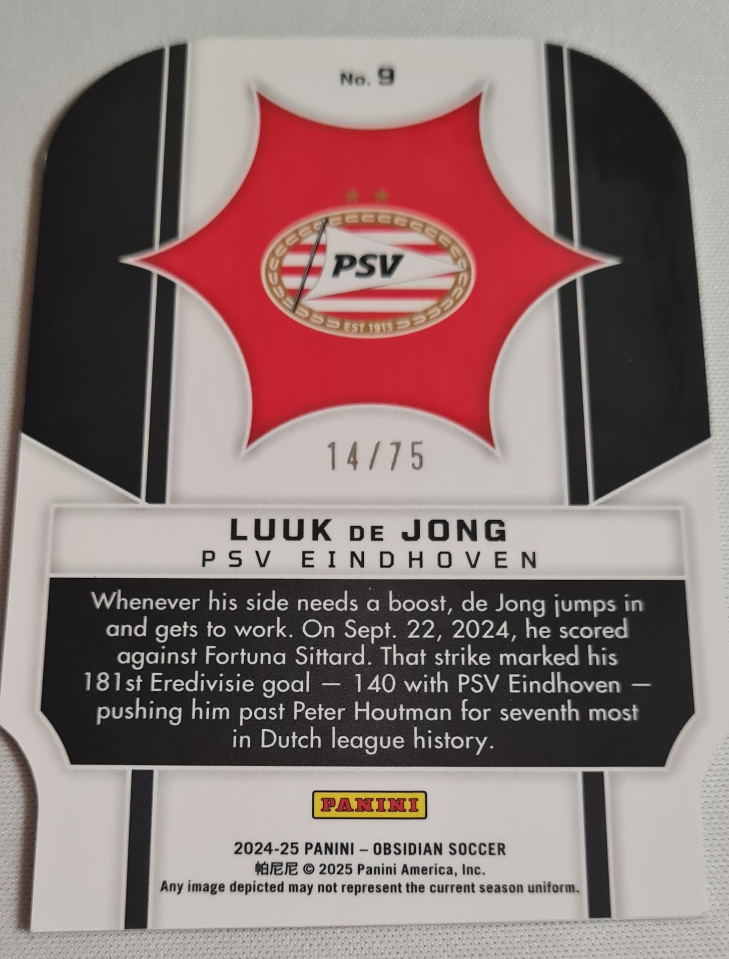 Luuk de Jong - 2024/25 Panini Obsidian Soccer PSV Eindhoven Supernova #9 Die Cut /75