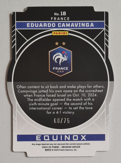 Eduardo Camavinga - 2024/25 Panini Obsidian Soccer National Team France Equinox #18 Die Cut  /75