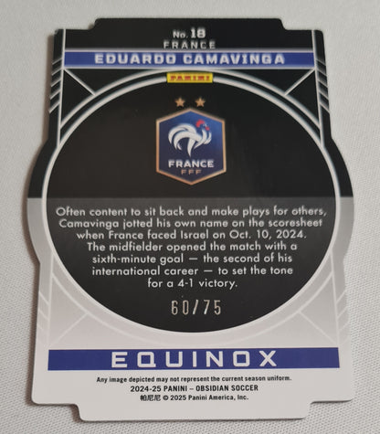 Eduardo Camavinga - 2024/25 Panini Obsidian Soccer National Team France Equinox #18 Die Cut  /75
