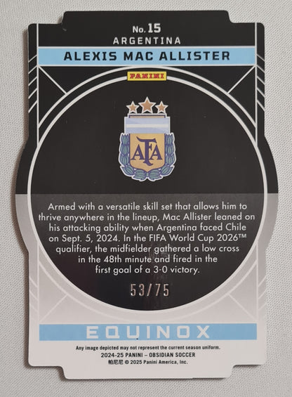 Alexis Mac Allister - 2024/25 Panini Obsidian Soccer National Team Argentina Equinox #15 Die Cut /75