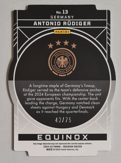 Antonio Rudiger - 2024/25 Panini Obsidian Soccer National Team Germany Equinox #13 Die Cut /75