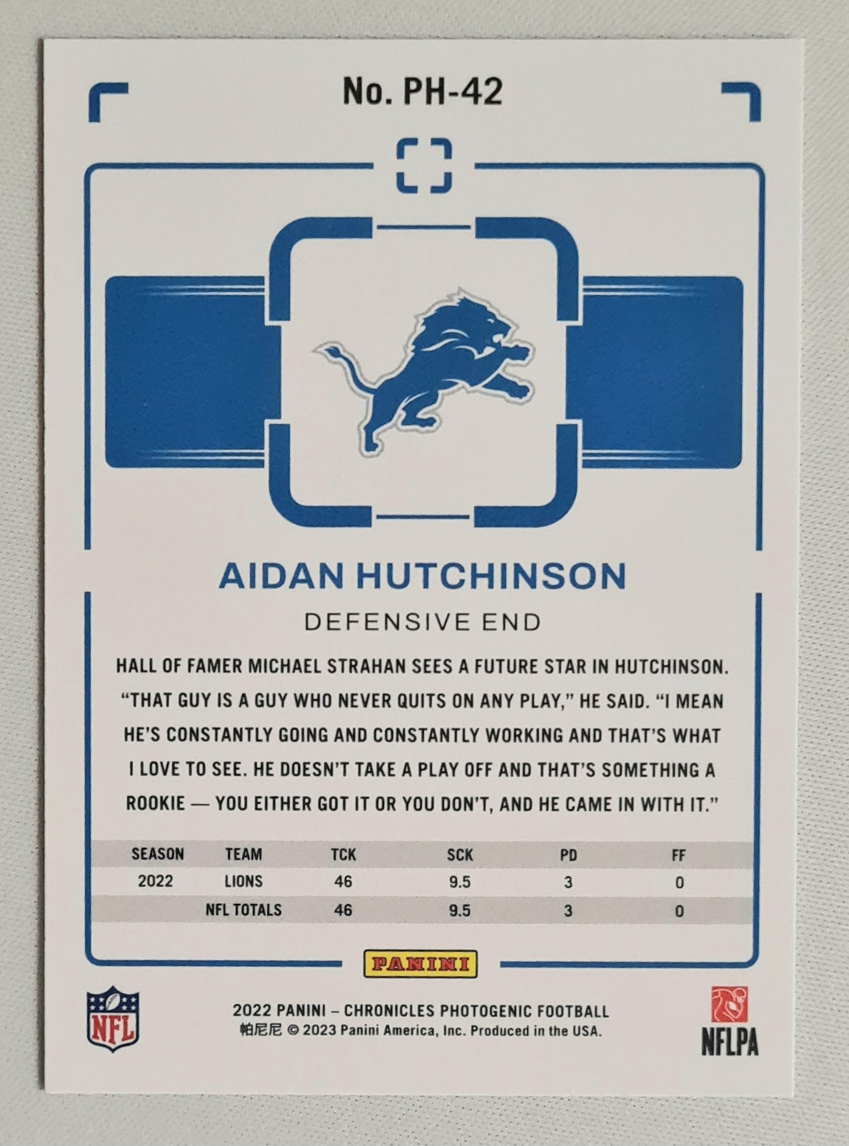 Aidan Hutchinson - 2022 Panini Chronicles Photogenic Football NFL Detroit Lions (RC) #PH-42