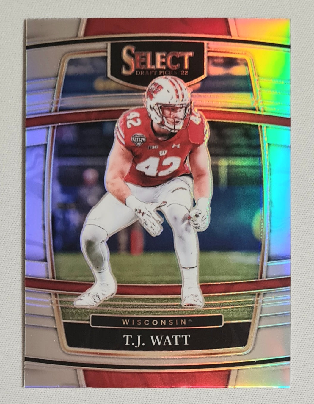 T.J. Watt - 2022 Panini Select Prizm Draft Picks College Wisconsin #34 Concourse Refractor