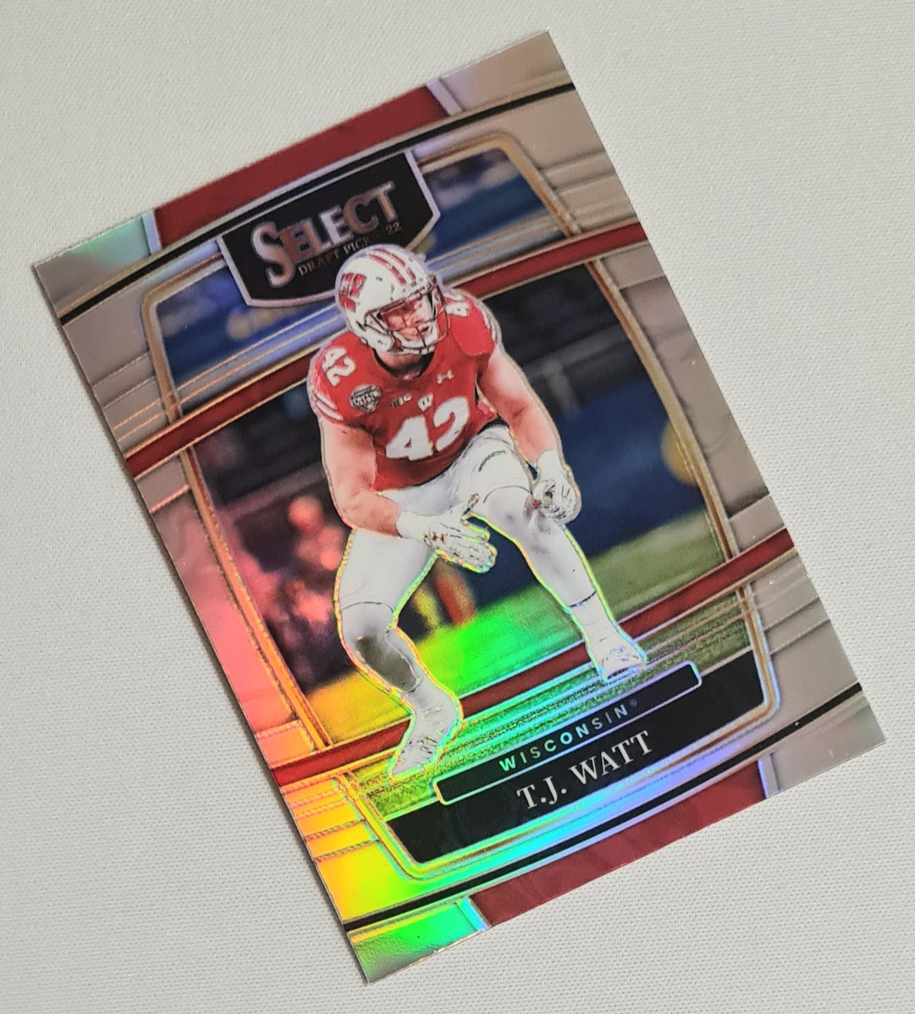 T.J. Watt - 2022 Panini Select Prizm Draft Picks College Wisconsin #34 Concourse Refractor