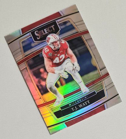 T.J. Watt - 2022 Panini Select Prizm Draft Picks College Wisconsin #34 Concourse Refractor