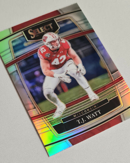 T.J. Watt - 2022 Panini Select Prizm Draft Picks College Wisconsin #34 Concourse Refractor