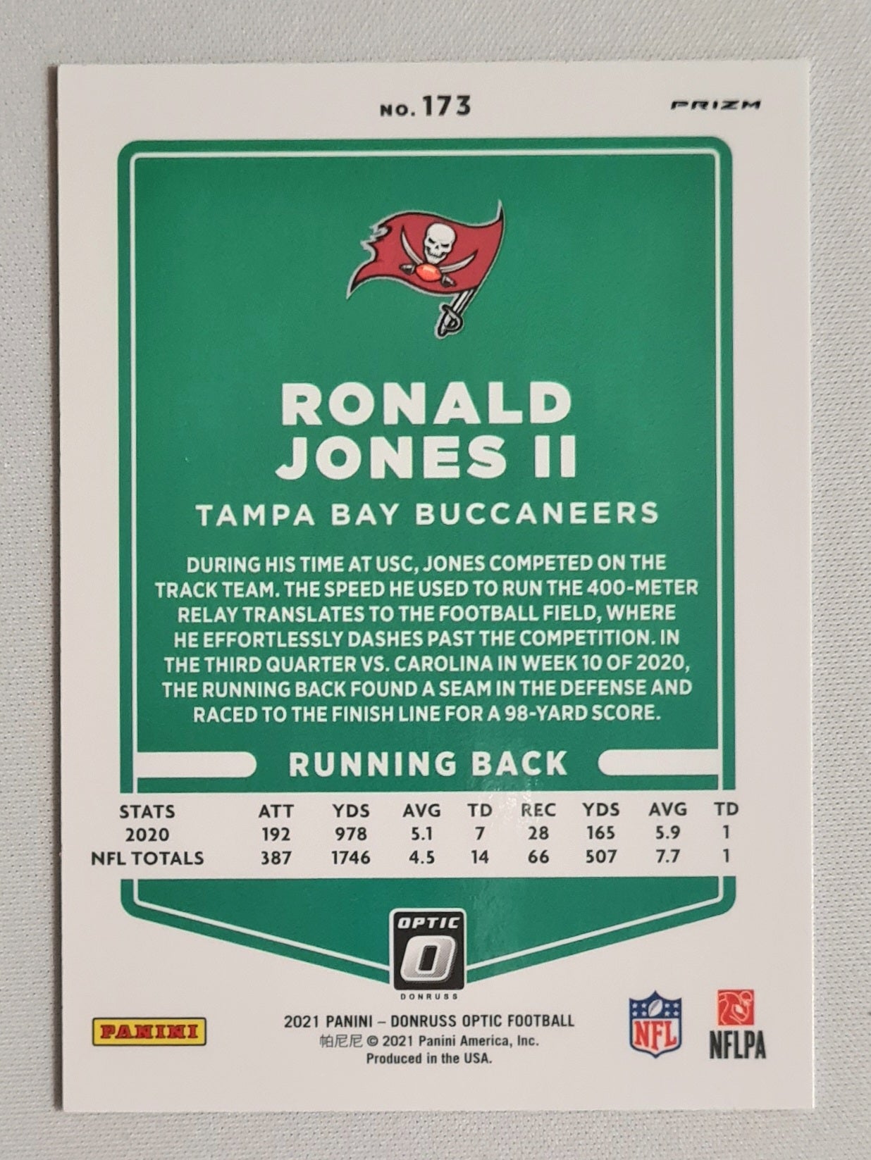 Ronald Jones II - 2021 Panini Donruss Optic Football NFL Tampa Bay Buccaneers #173 Stars Prizm Parallel