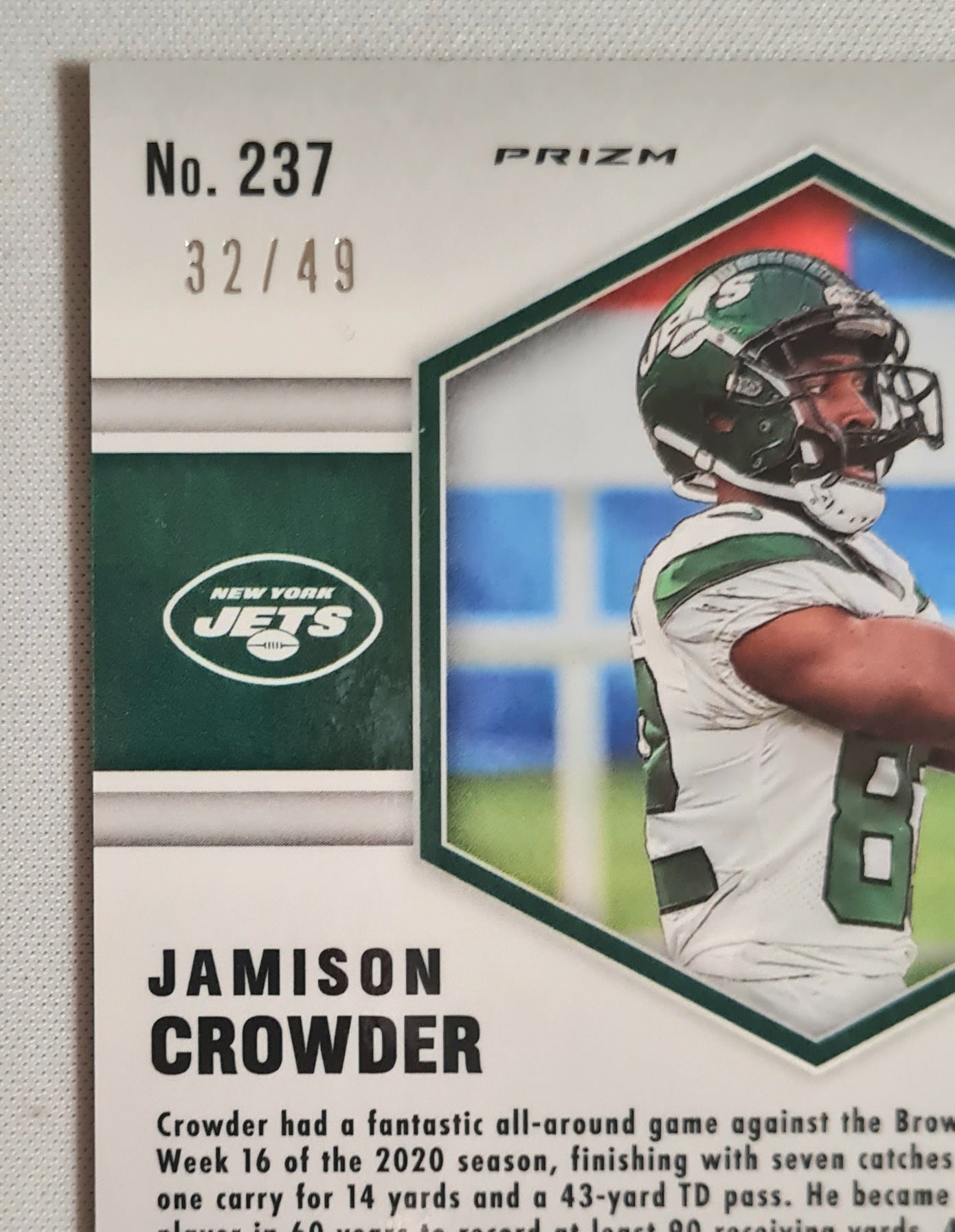 Jamison Crowder - 2021 Panini Mosaic Football NFL NY Jets #237 Camo Pink Prizm /49