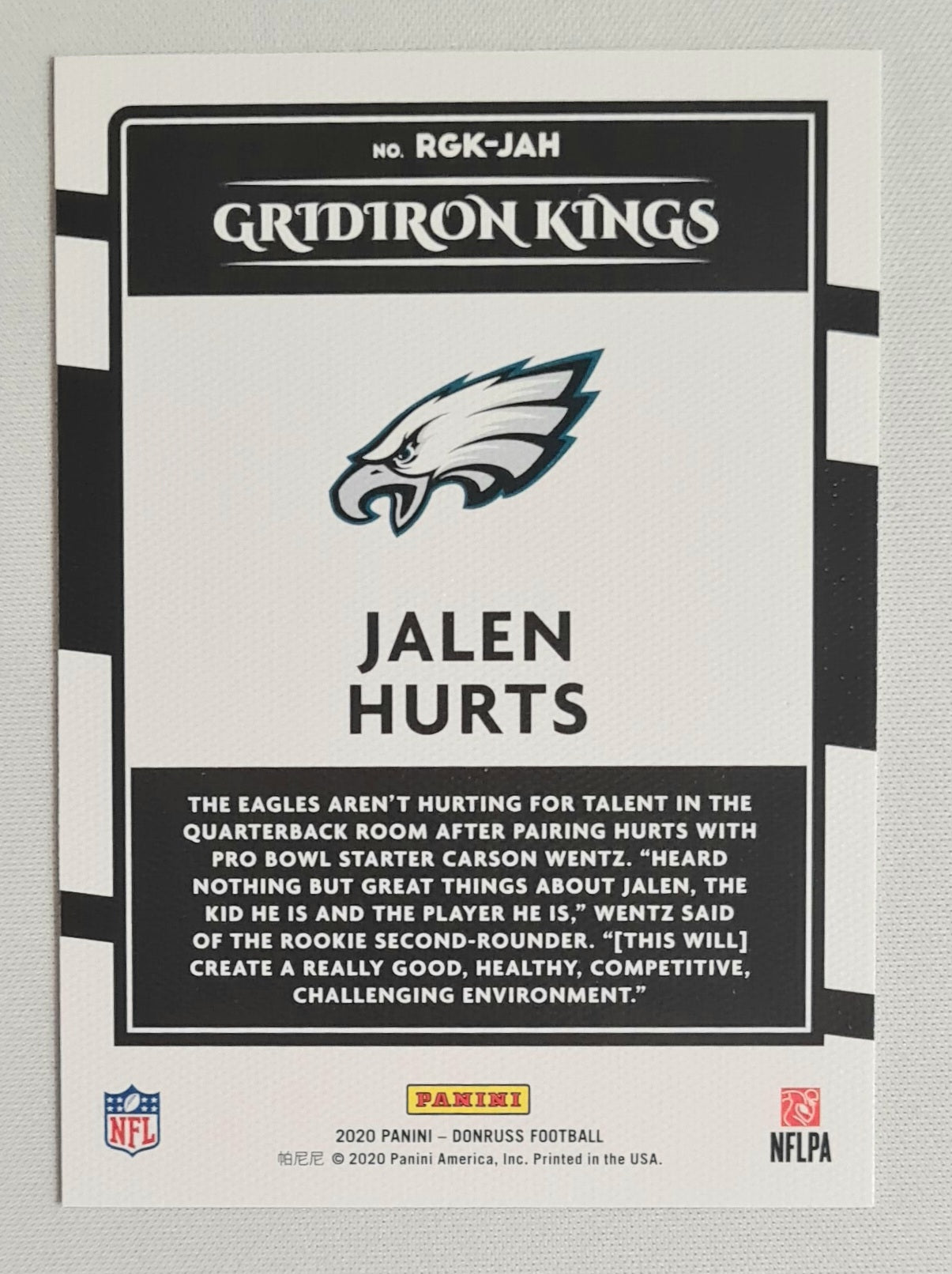 Jalen Hurts - 2020 Panini Donruss Football NFL Philadelphia Eagles Gridiron Kings #RGK-JAH
