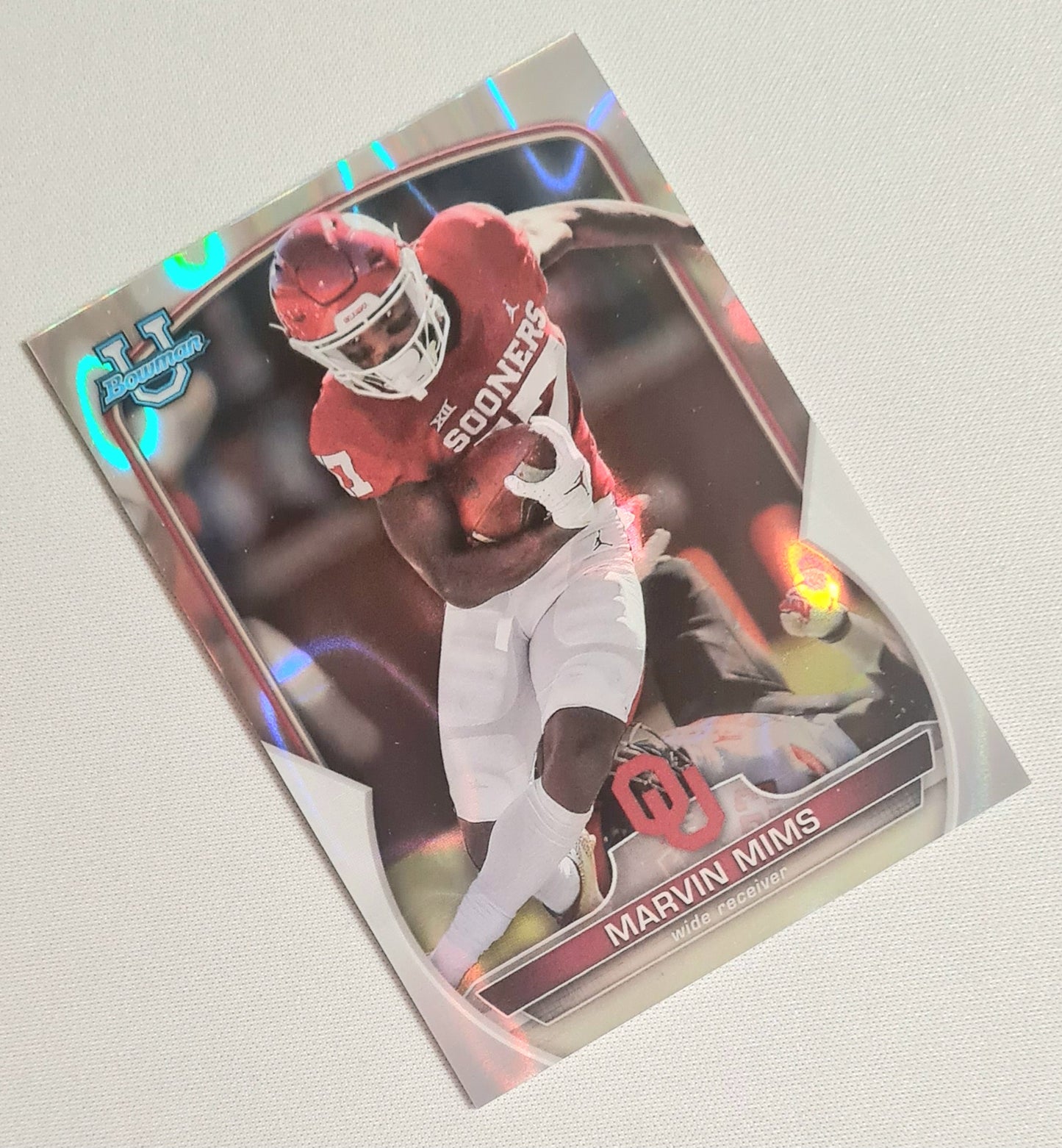Marvin Mims - 2022  Topps U Bowman The University of Oklahoma Sooners #4 Lava Refractor /100