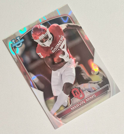 Marvin Mims - 2022  Topps U Bowman The University of Oklahoma Sooners #4 Lava Refractor /100