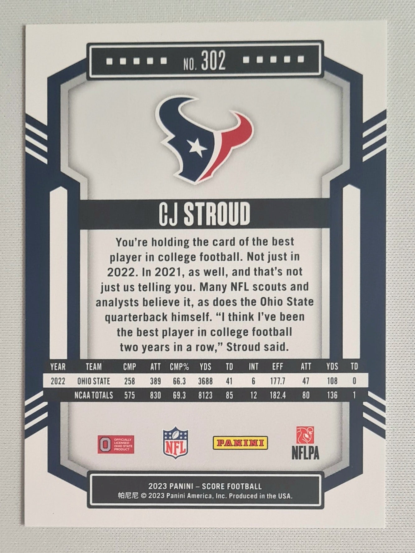 C.J. Stroud - 2023 Panini Score Football NFL Houston Texans #302