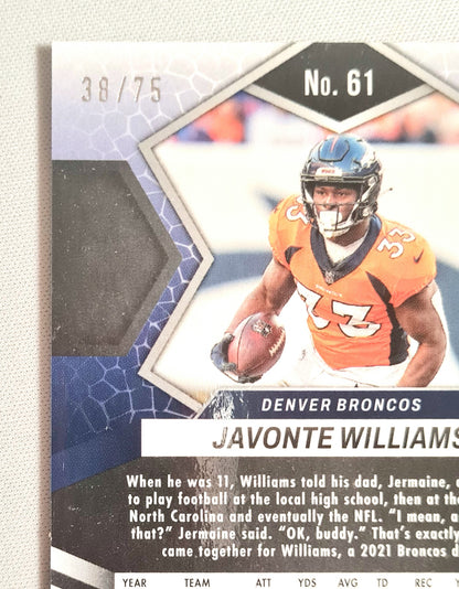 Javonte Williams - 2022 Panini Mosaic Football NFL Denver Broncos #61 Blue Disco Prizm /75