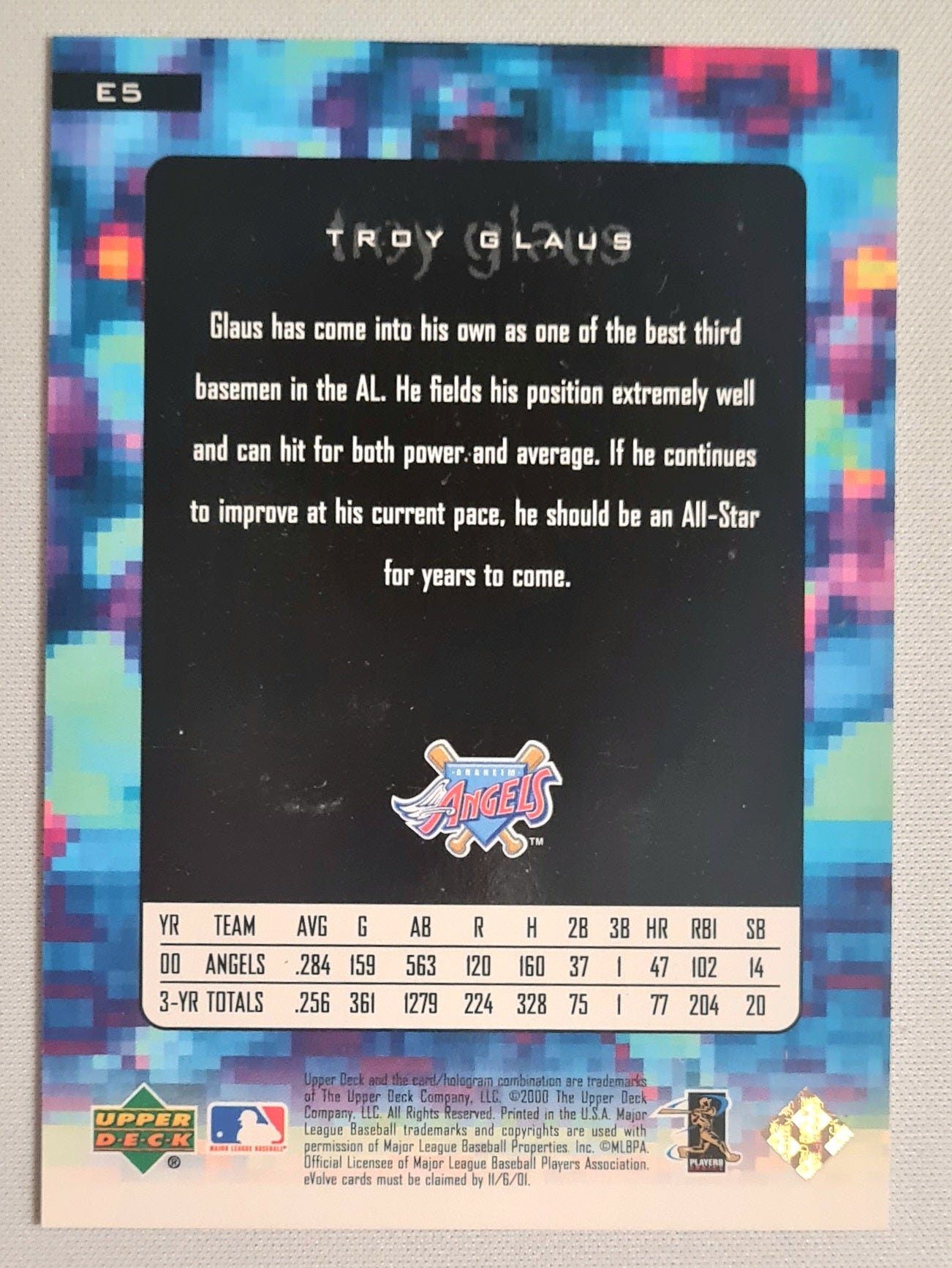 Troy Glaus - 2000 Upper Deck Baseball MLB Anaheim Angels #ES Refractor (E-Card option)