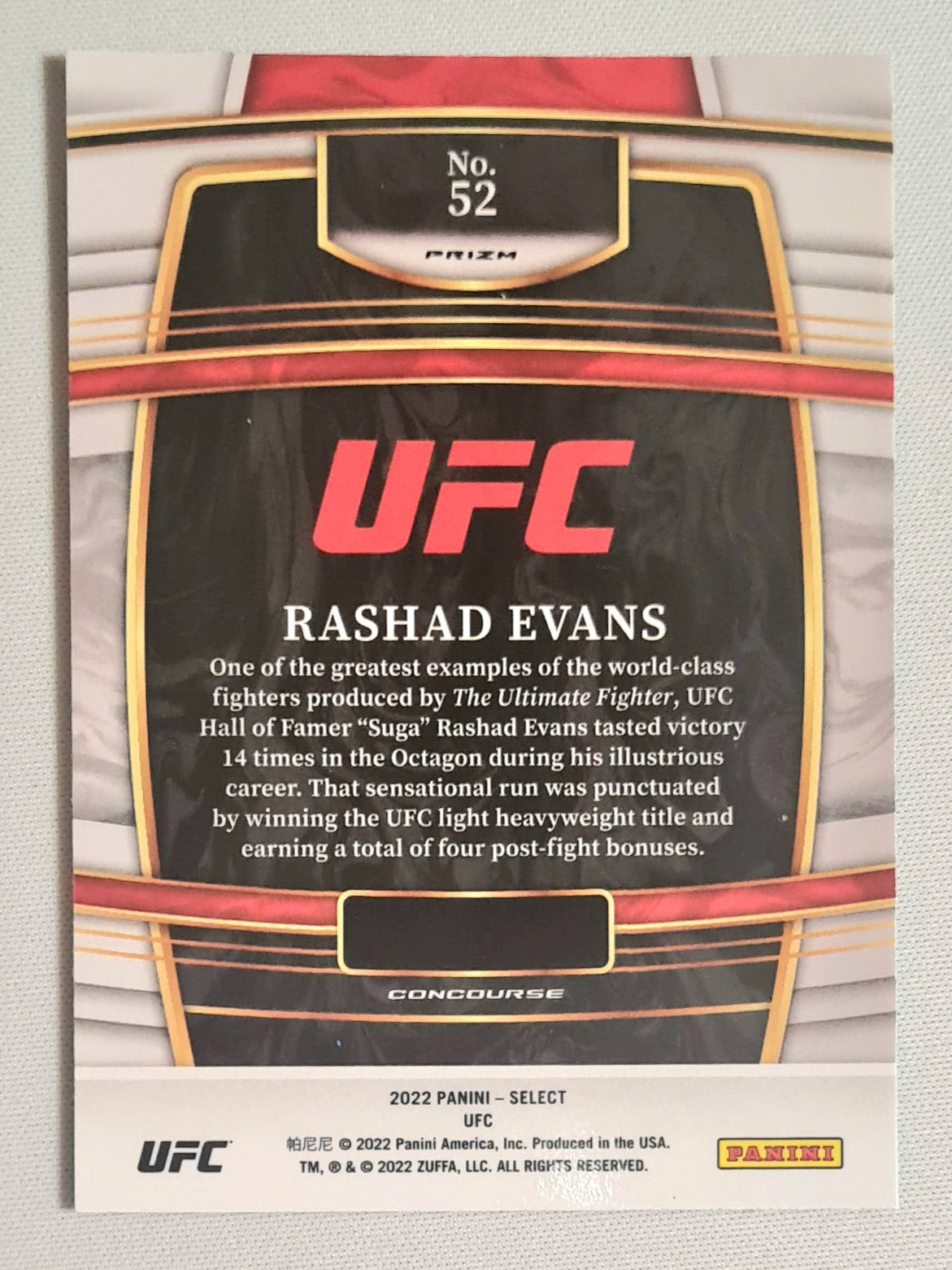 Rashid Evans - 2022 Panini Select UFC Fighter Light Heavyweight #52 Blue Concourse Prizm