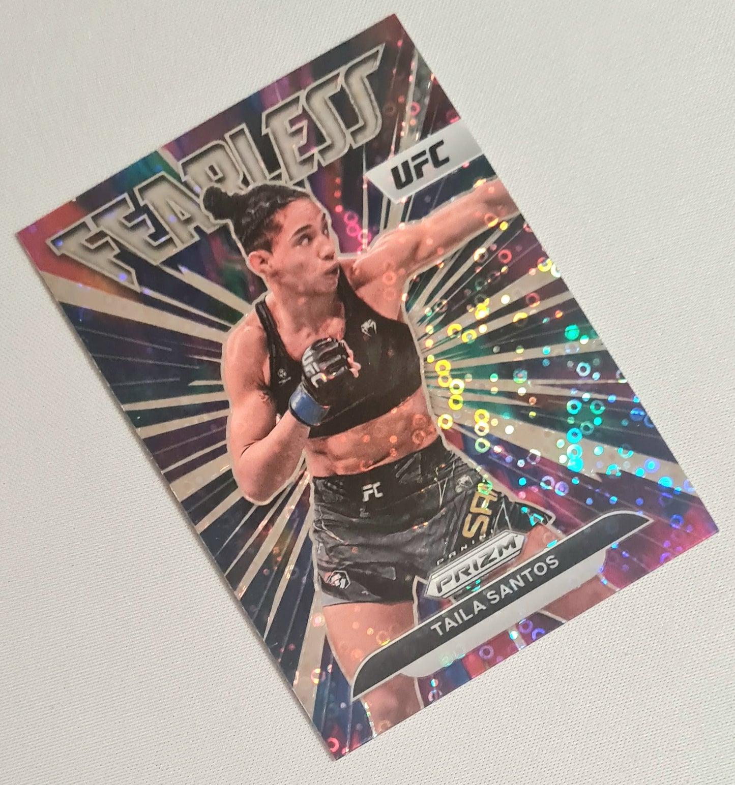 Taila Santos - 2023 Panini Prizm UFC Fighter Flyweight Womens Division Fearless #20 Disco Prizm Parallel
