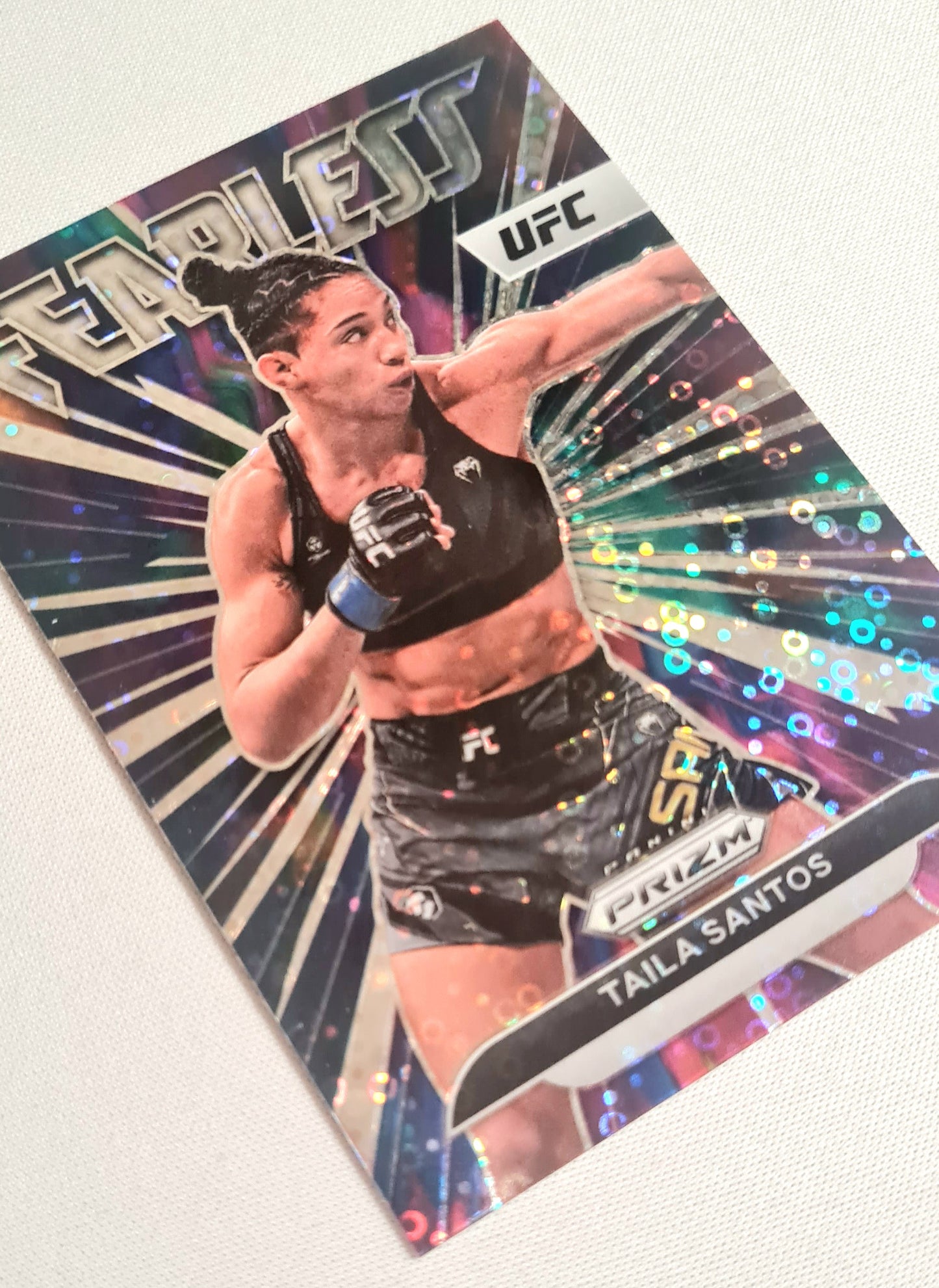 Taila Santos - 2023 Panini Prizm UFC Fighter Flyweight Womens Division Fearless #20 Disco Prizm Parallel