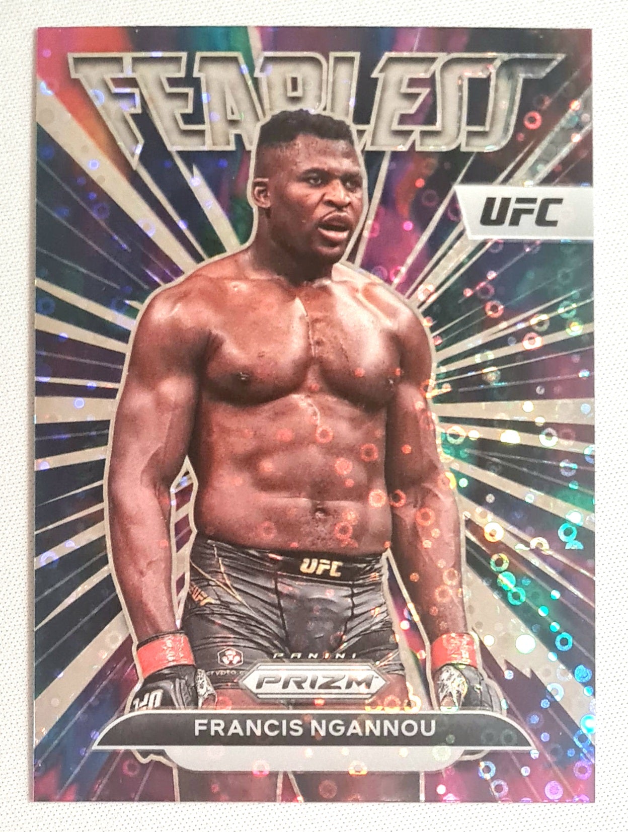 Francis Ngannou - 2023 Panini Prizm UFC Fighter Heavyweight #27 Disco Prizm Parallel