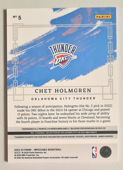 Chet Holmgren - 2023/24 Panini Impeccable Basketball Oklahoma City Thunder #5 Asia Red Base