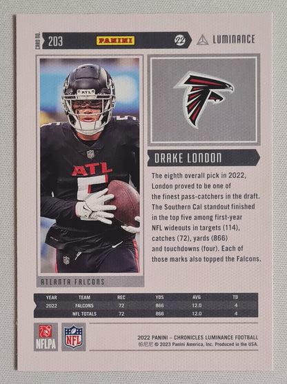 Drake London - 2022 Panini Chronicles  Luminance Football NFL Atlanta Falcons (RC) #203