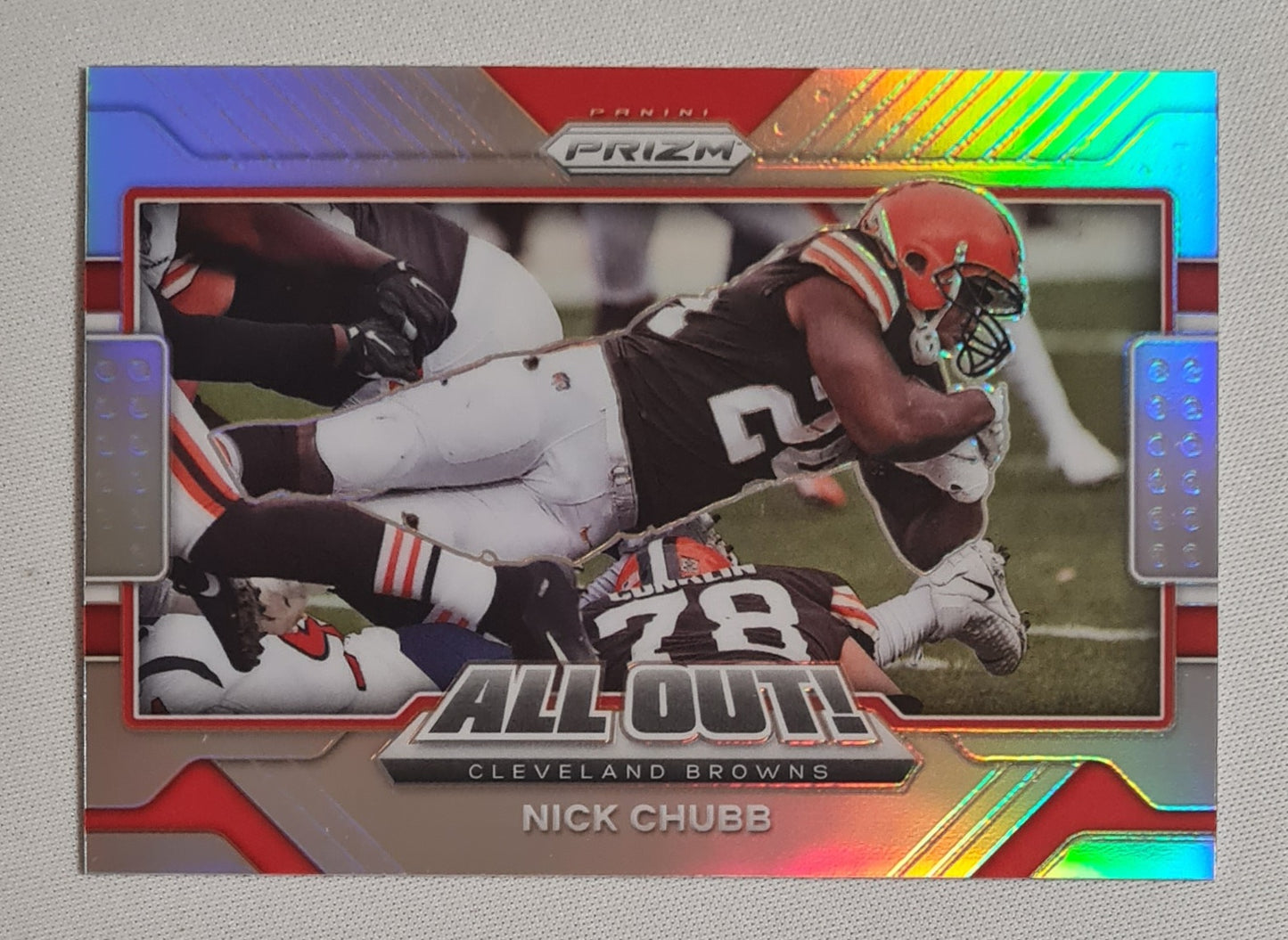 Nick Chubb - 2021 Panini Prizm Football NFL Cleveland Browns -All out!- #18 Field level Refractor