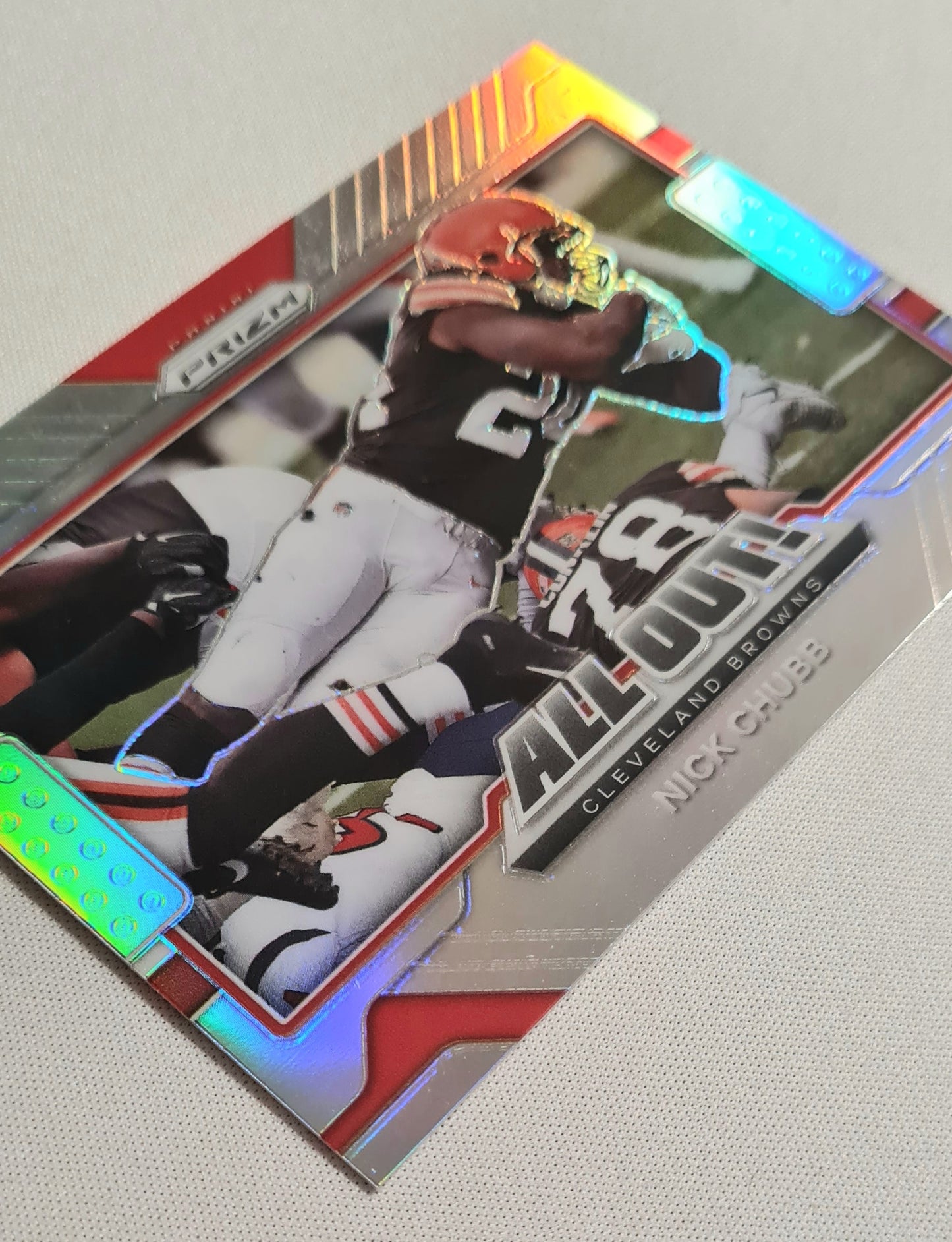Nick Chubb - 2021 Panini Prizm Football NFL Cleveland Browns -All out!- #18 Field level Refractor
