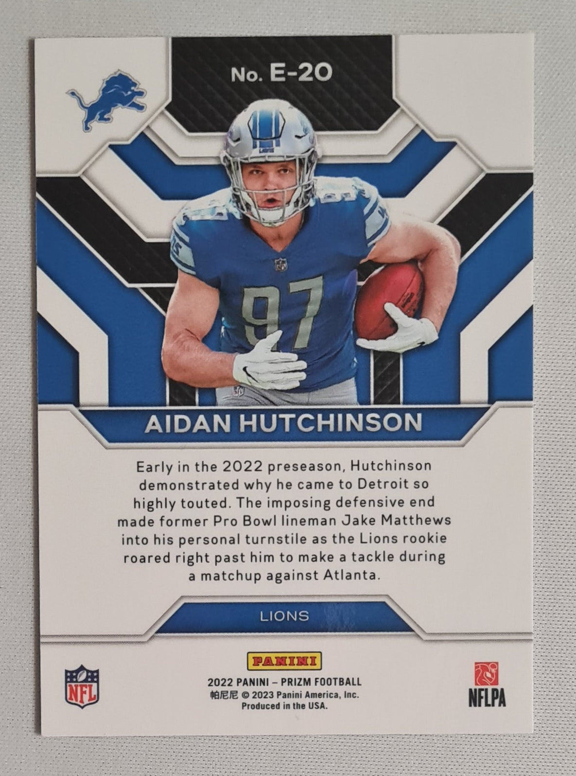 Aidan Hutchinson - 2022 Panini Prizm Football NFL Detroit Lions Emergent (RC) #E-20