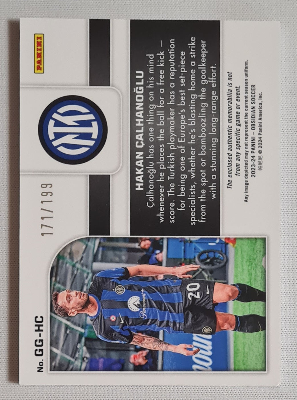 Hakan Calhanoglu - 2023/24 Panini Obsidian Soccer - Galaxy Gear - Inter #GG-HC /Patch /199