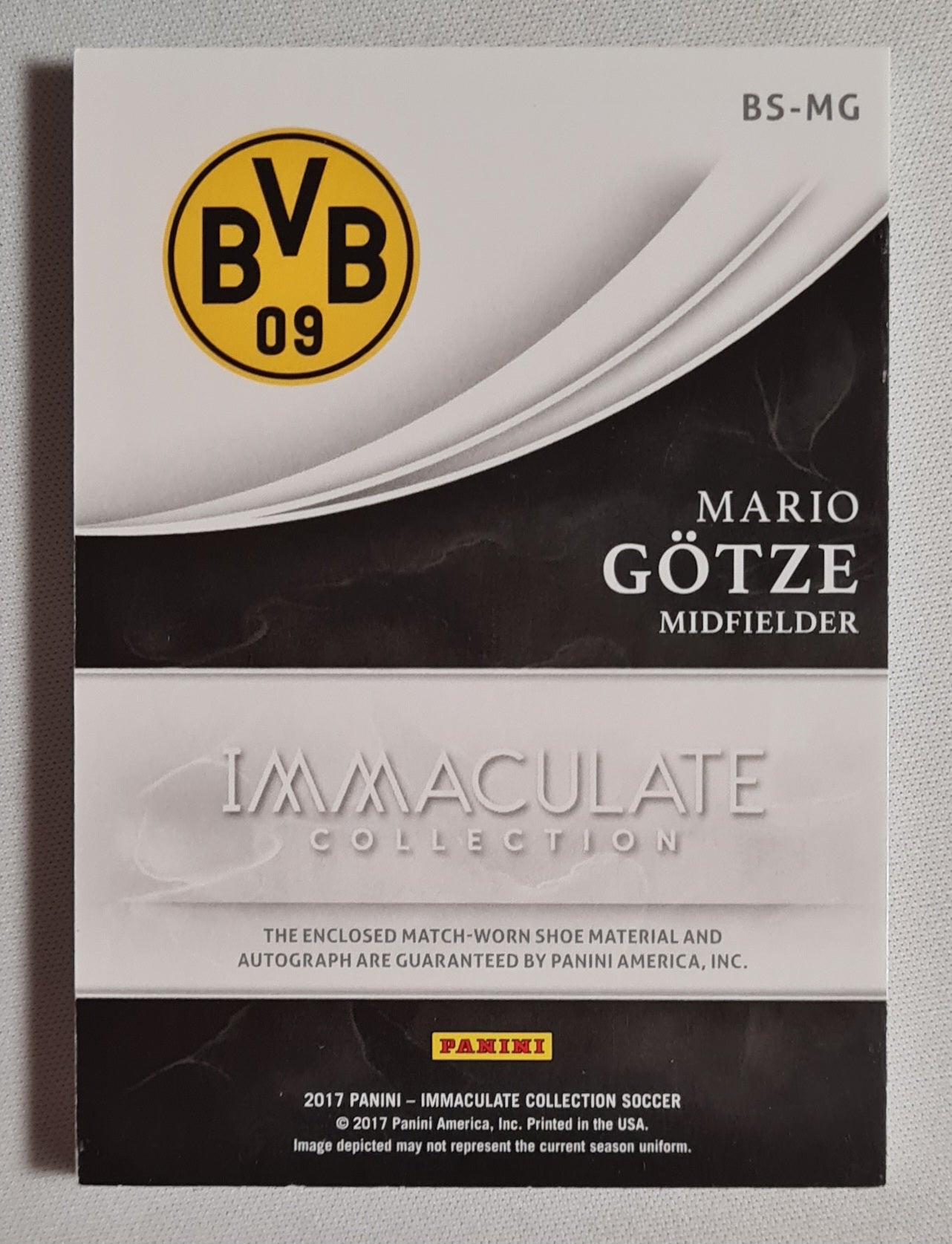 Mario Gotze - 2017 Panini Immaculate Collection Soccer - Boot Signatures - Borussia Dortmund #BS-MG /Boot Match Worn! /75 /On Card Auto Rare!
