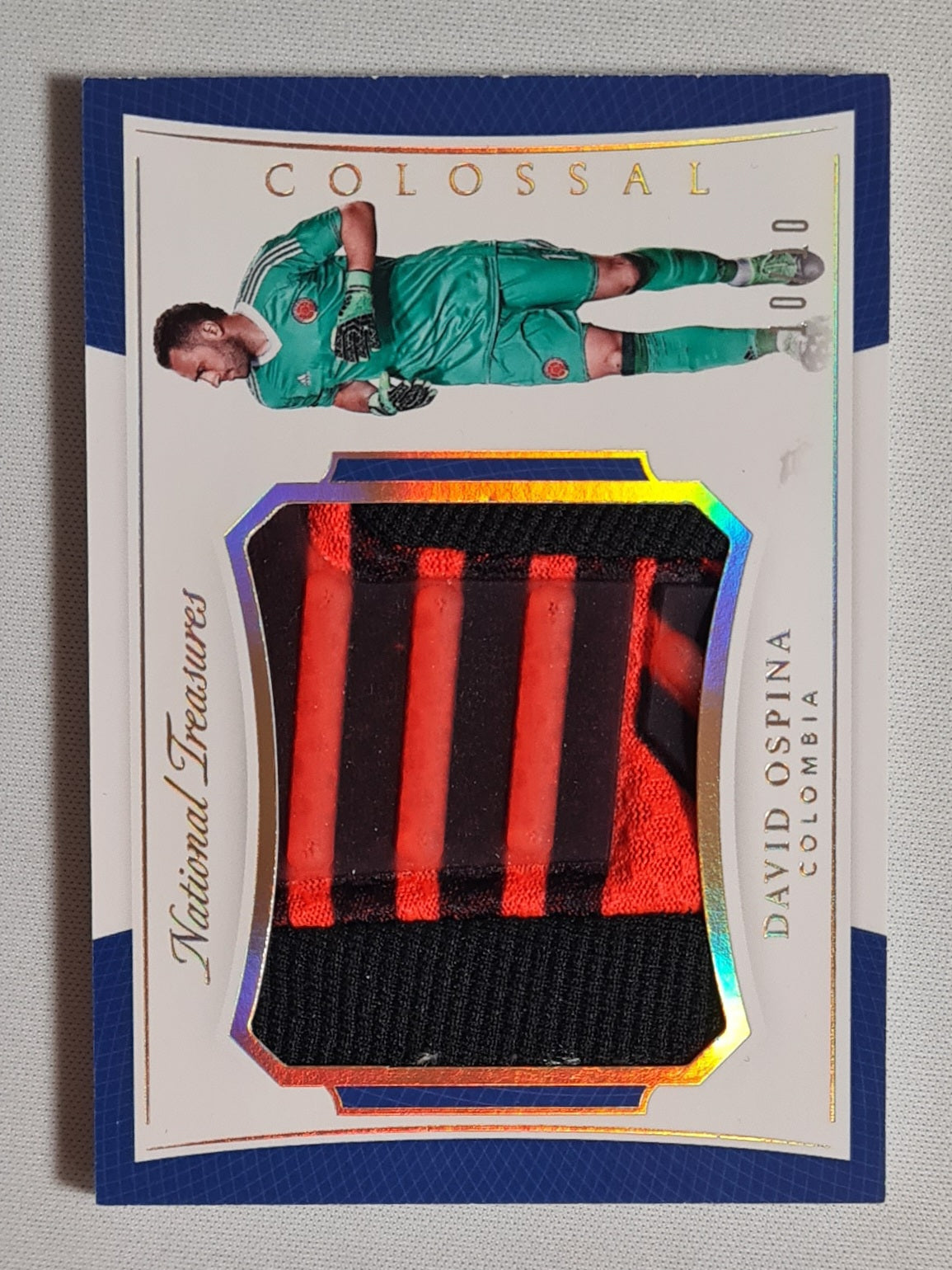 David Ospina - 2018 Panini National Treasures Soccer National Team Colombia Colossal ##CO-DO /Match-worn Material /10