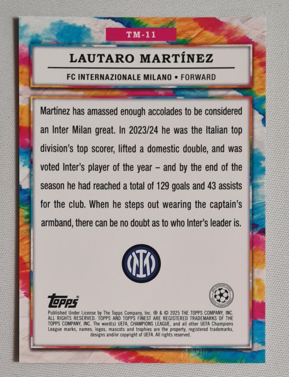 Lautaro Martinez - 2025 Topps Finest - The Man - FC Internationale Milano #TM-11