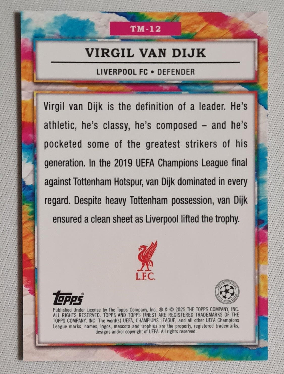 Virgil van Dijk - 2025 Topps Finest - The Man - Liverpool FC #TM-12