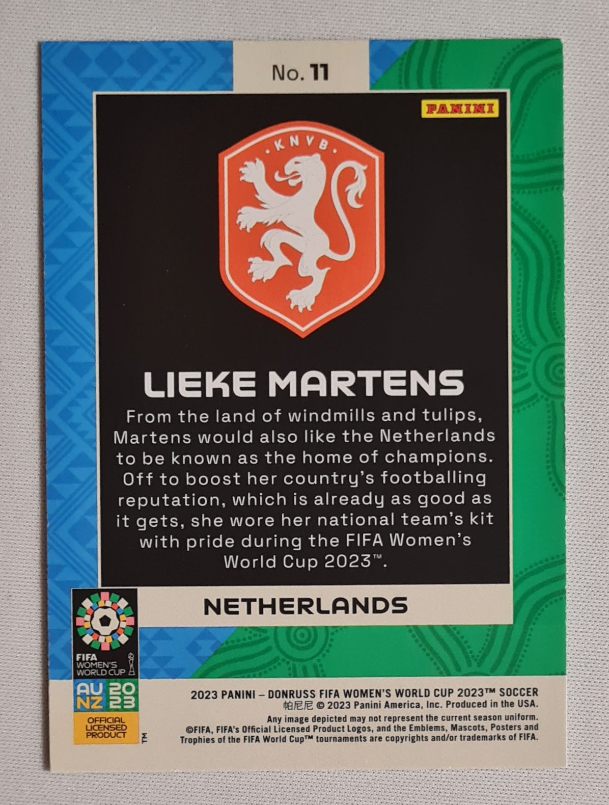 Lieke Martens - 2023 Panini Donruss FIFA Women's Soccer World Cup 2023 National Landmarks #11