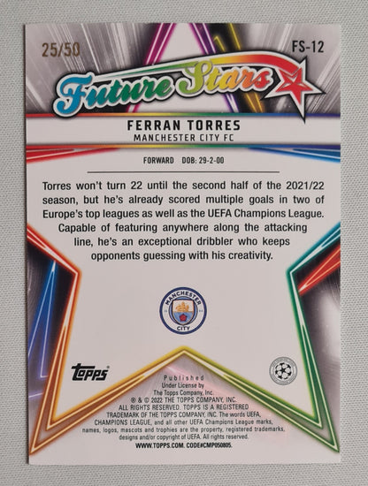 Ferran Torres - 2022 Topps Future Stars Manchester City FC (CL) #FS-12 Gold /50