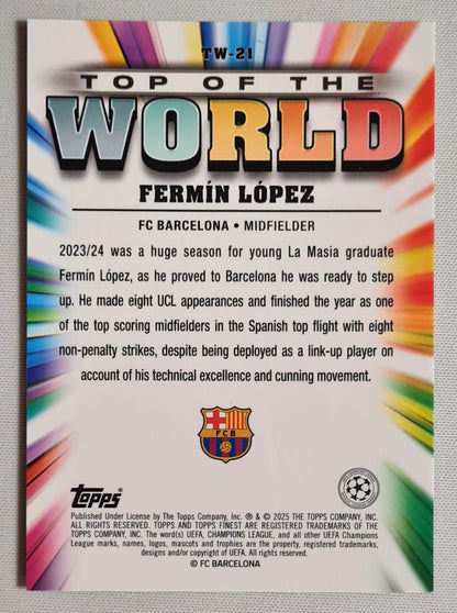 Fermin Lopez - 2025 Topps Finest Top of the World Chelsea FC #TW-6 Refractor /75