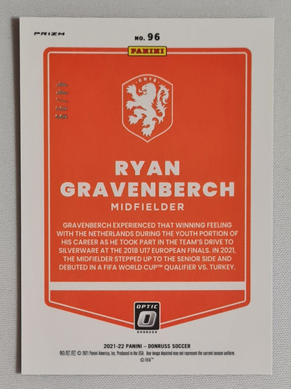 Ryan Gravenberch - 2021/22 Panini Donruss Soccer KNVB #96 Blue Refractor /99