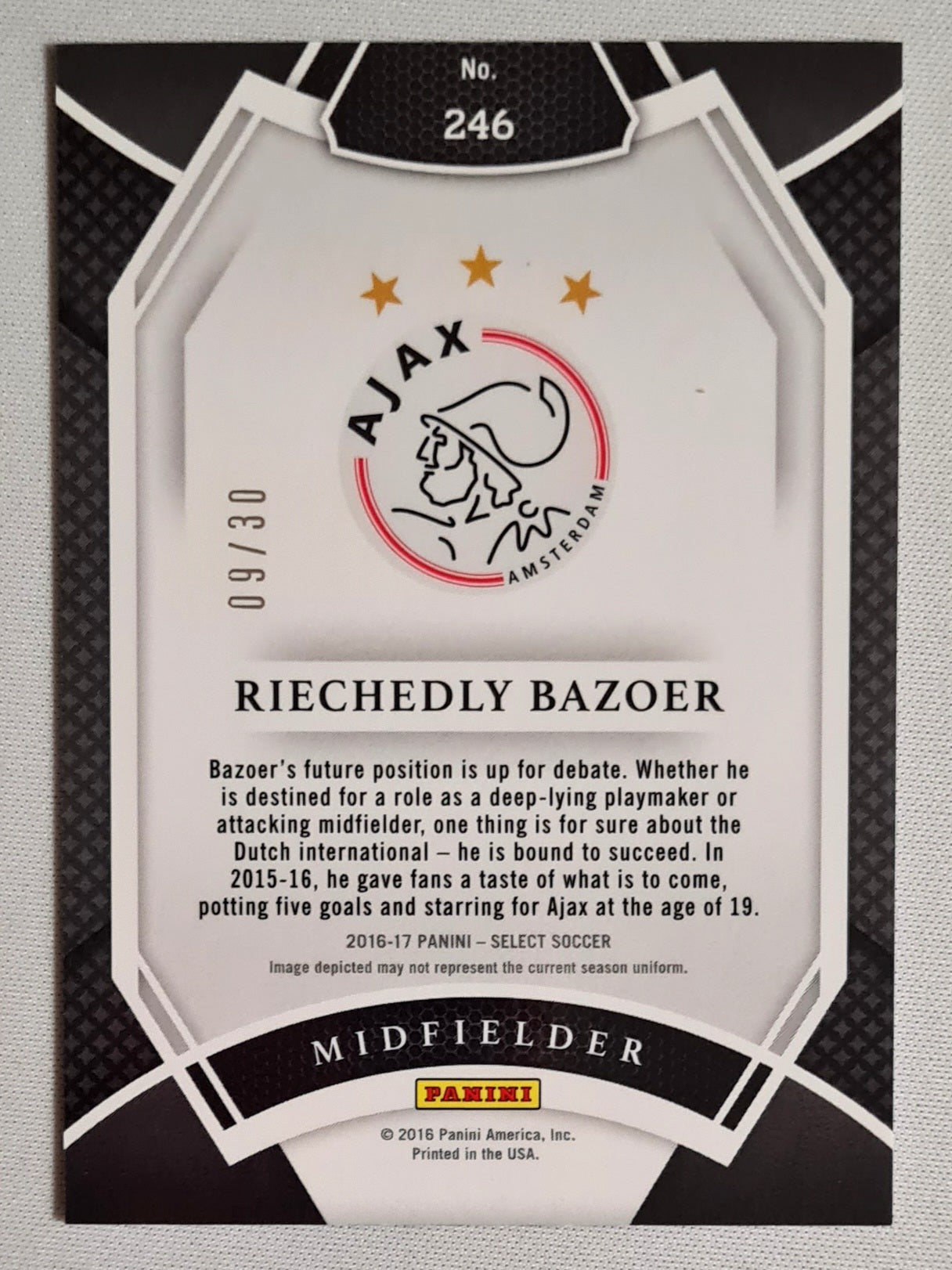Riechedly Bazoer - 2016 Panini Select #246 Field Level Tie-Dye Prizm /30 Rare!