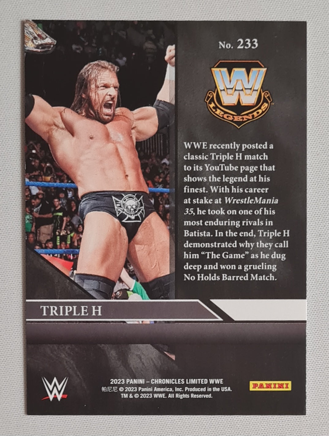 Triple H - 2023 Panini Chronicles Limited WWE Wrestling Legends #233 Cracked Ice Prizm /25