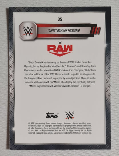 "Dirty" Dominik Mysterio - 2025 Topps Chrome WWE Wrestling RAW #35 Blue Geomatric Refractor /99