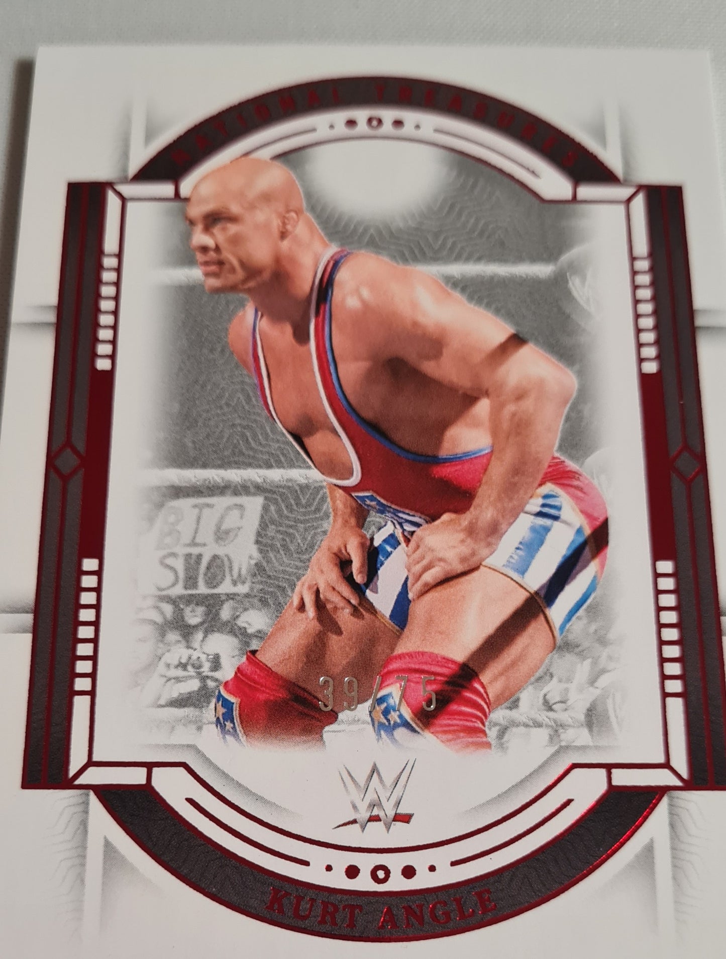 Kurt Angle - 2024 Panini National Treasures WWE Wrestling #26 Red Foil Parallel /75