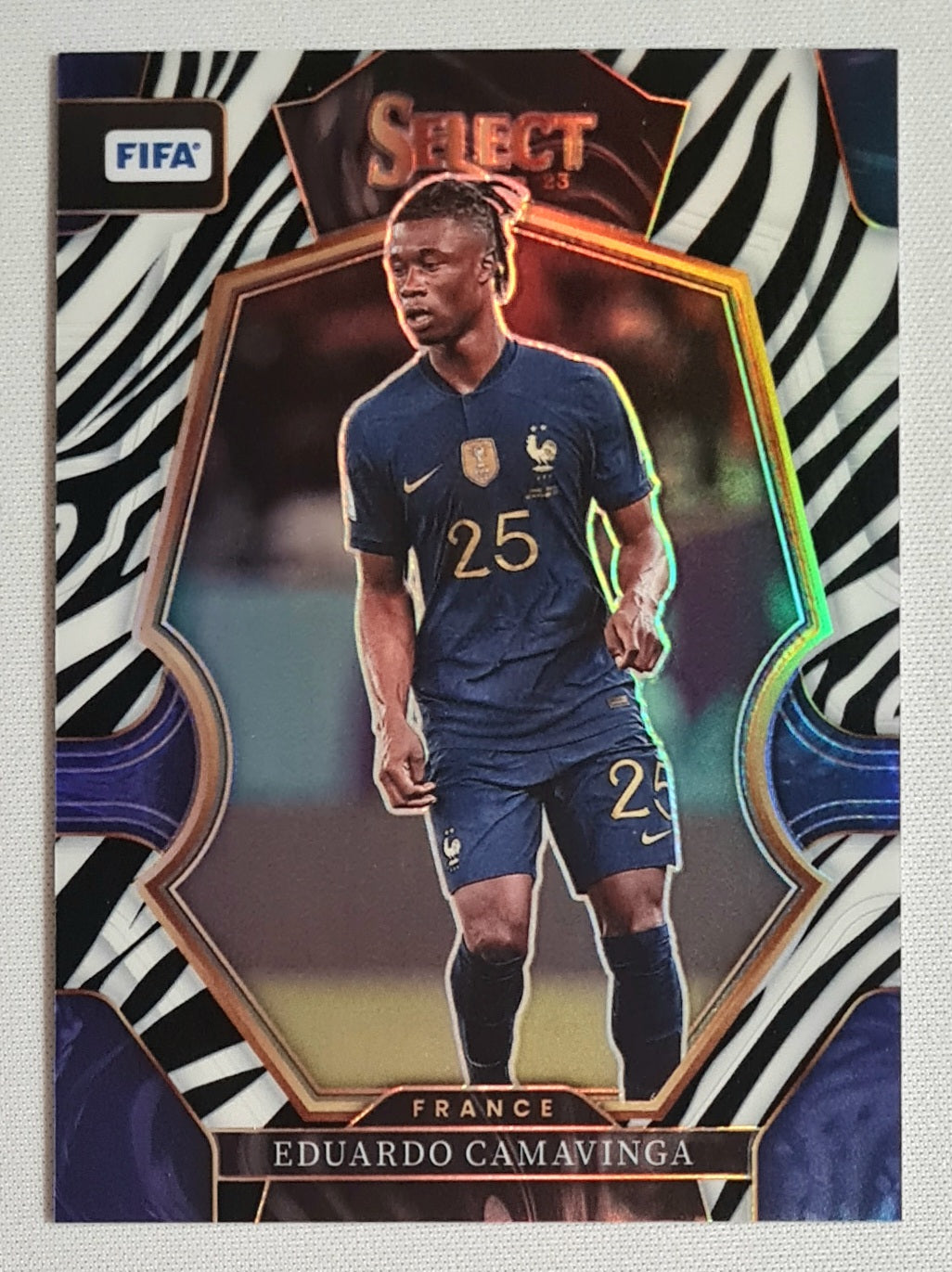 Eduardo Camavinga - 2022/23 Panini Select FIFA Soccer National Team France #131 Mezzanine Zebra Prizm /25 SSP