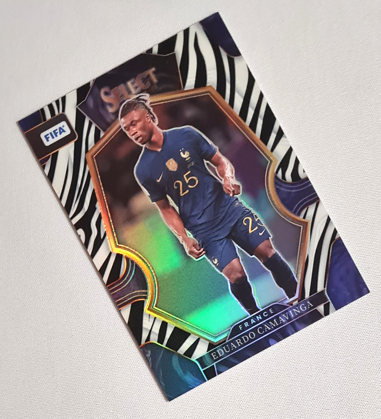 Eduardo Camavinga - 2022/23 Panini Select FIFA Soccer National Team France #131 Mezzanine Zebra Prizm /25 SSP