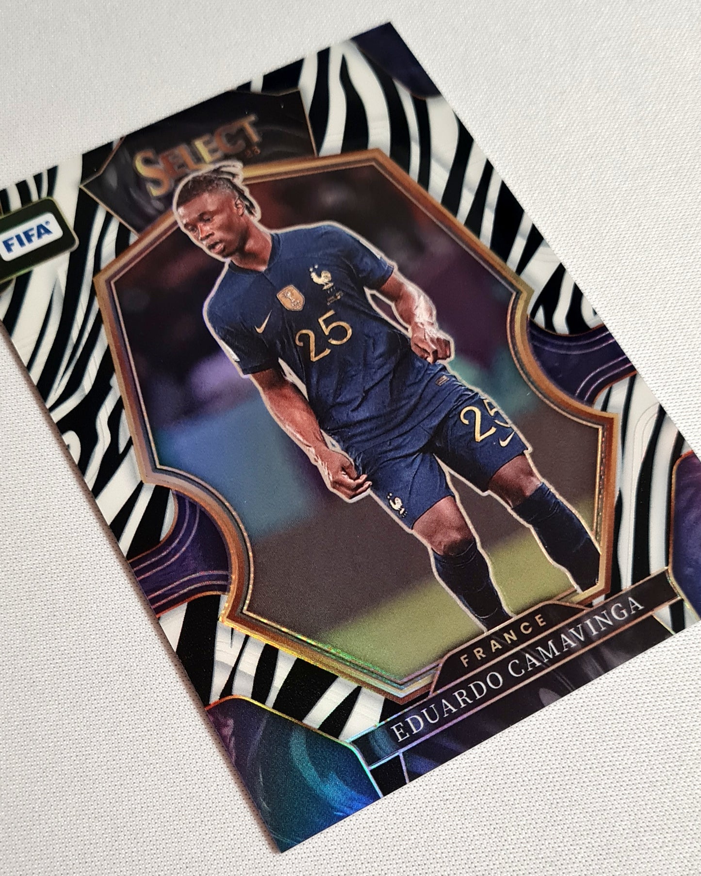 Eduardo Camavinga - 2022/23 Panini Select FIFA Soccer National Team France #131 Mezzanine Zebra Prizm /25 SSP