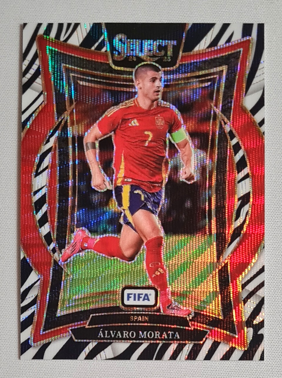 Alvaro Morata - 2024/25 Panini Select FIFA Soccer National Team Spain #88 Terrace Zebra Prizm SSP