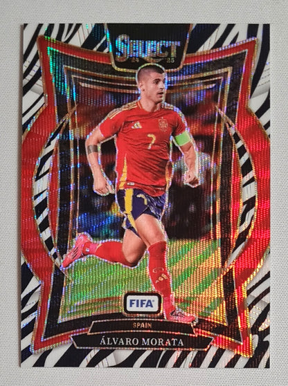 Alvaro Morata - 2024/25 Panini Select FIFA Soccer National Team Spain #88 Terrace Zebra Prizm SSP