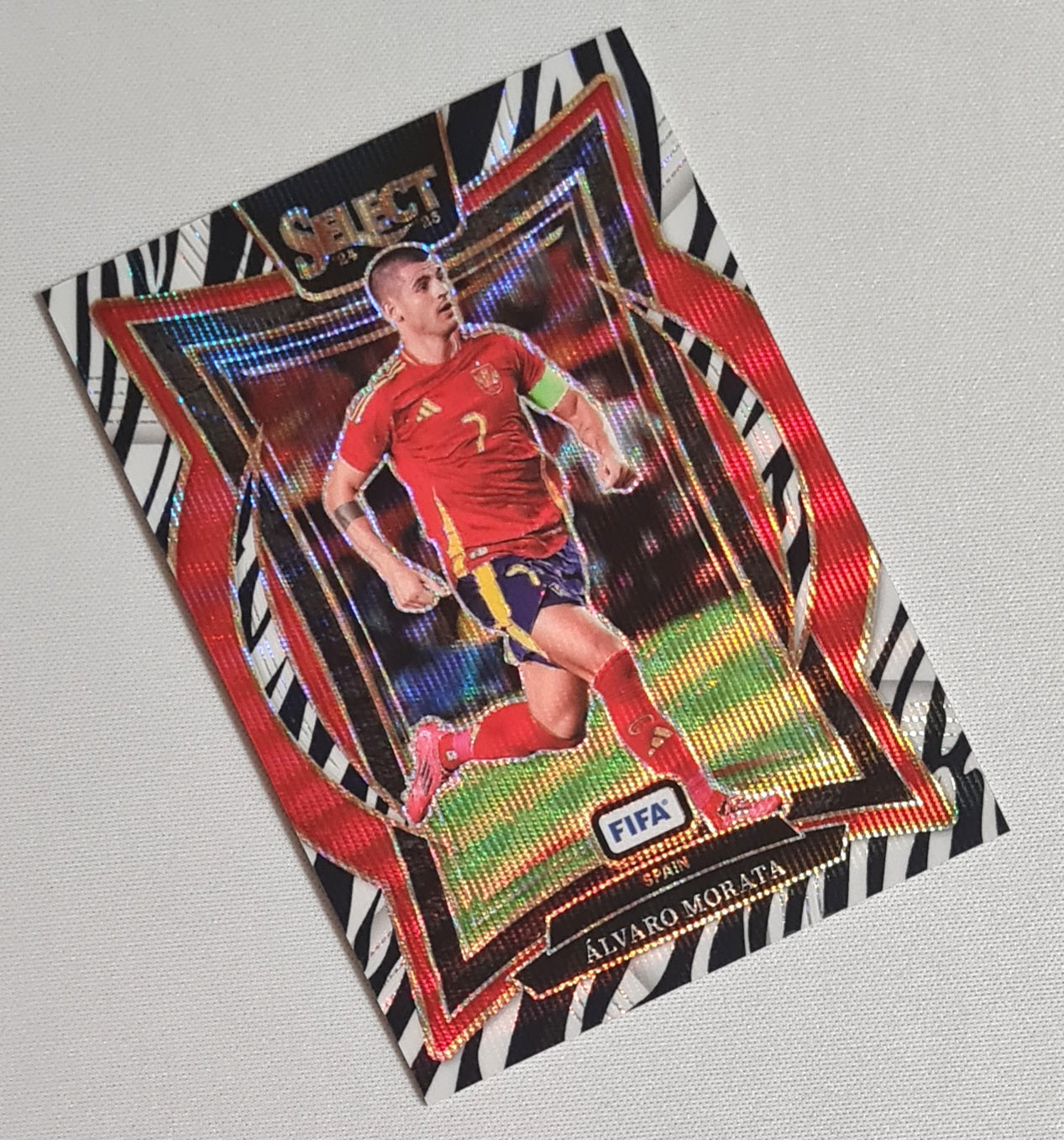 Alvaro Morata - 2024/25 Panini Select FIFA Soccer National Team Spain #88 Terrace Zebra Prizm SSP