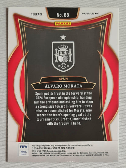 Alvaro Morata - 2024/25 Panini Select FIFA Soccer National Team Spain #88 Terrace Zebra Prizm SSP
