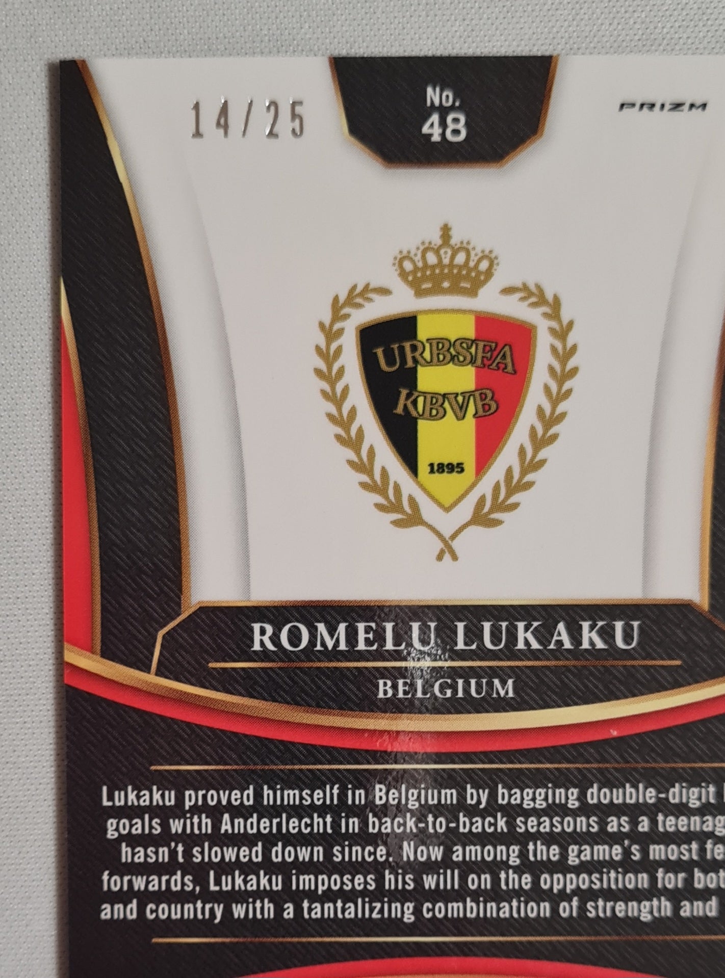 Romelu Lukaku - 2017/18 Panini Select Soccer National Team Belgium #48 Zebra Prizm /25 SSP
