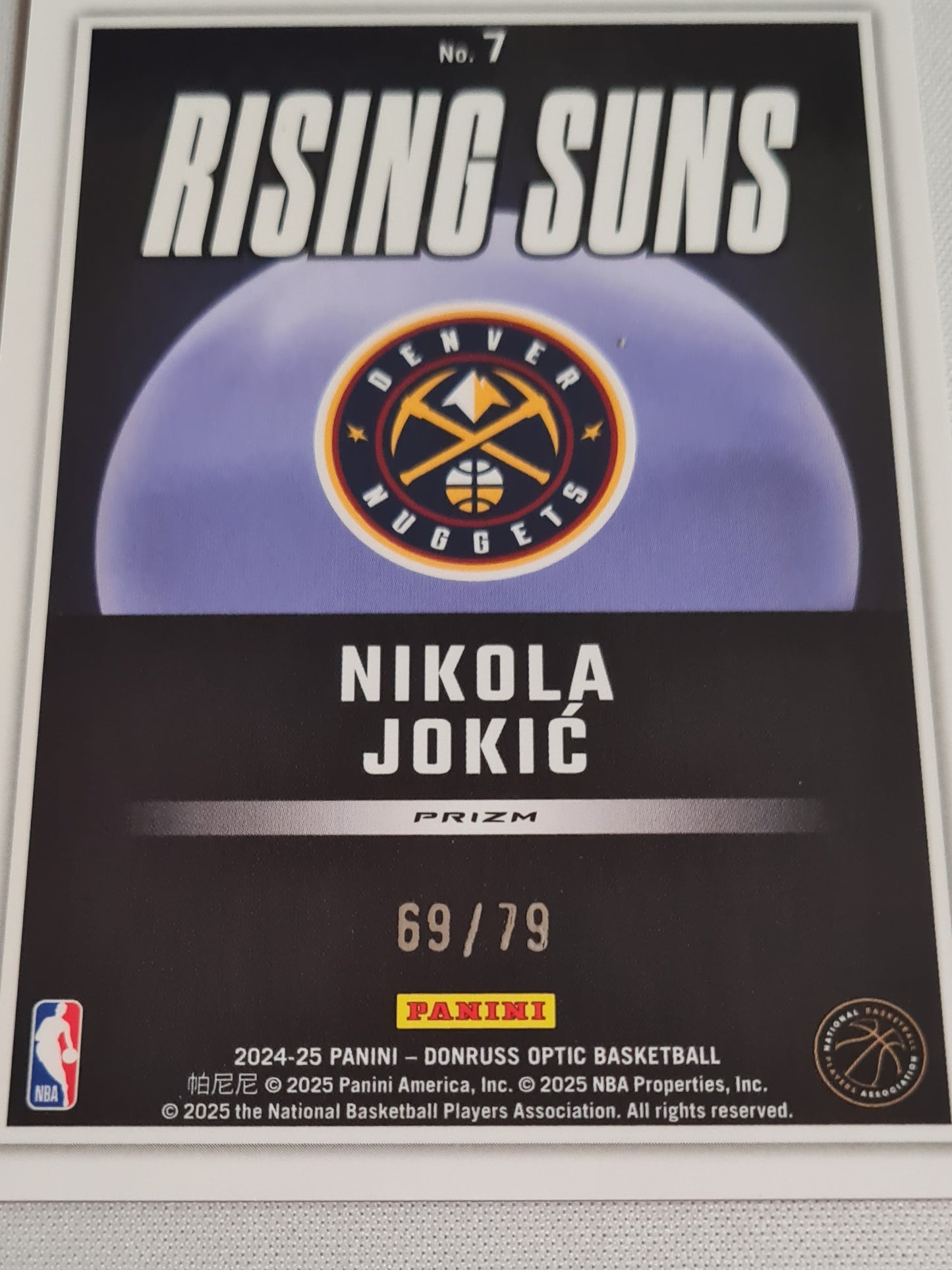 Nikola Jokic - 2024/25 Panini  Donruss Optic Basketball NBA Denver Nuggets Rising Suns #7 Pink Velocity /79